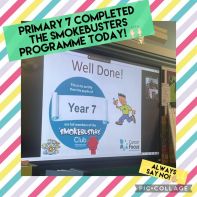 😀Well done to our P6 and P7 girls who took part in a virtual Smokebusters zoom session today with Cancer Focus NI. 🚭 
